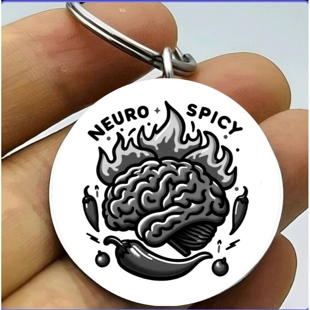 Human Brain Nuero Spicy Hot Funny Cute Stainless Keychain Art